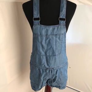 Garage lightweight denim drawstring shortalls